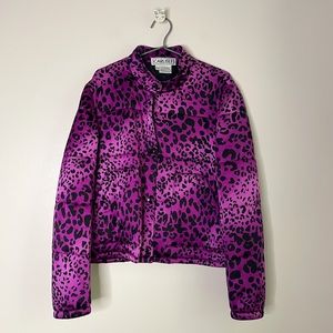 Carlisle Animal Print Silk Vintage Retro Bomber Jacket Purple Size 16